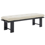 Beige Linen Tufted Cushion Bench, Ashwood Base, 2-Color Options, 1-Seat