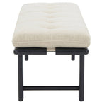 Beige Linen Tufted Cushion Bench, Ashwood Base, 2-Color Options, 1-Seat