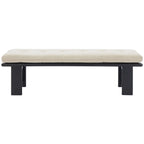 Beige Linen Tufted Cushion Bench, Ashwood Base, 2-Color Options, 1-Seat