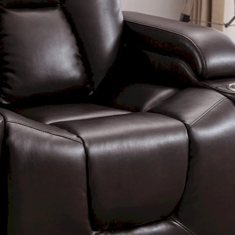 Power Leather Recliner Chair Home Theater Seating Soft
