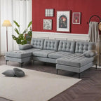U-shaped Soft-Covered Armrest Backrest Seat Sectional Sofa Beige