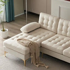 U-shaped Soft-Covered Armrest Backrest Seat Sectional Sofa Beige