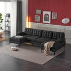 U-shaped Soft-Covered Armrest Backrest Seat Sectional Sofa Beige
