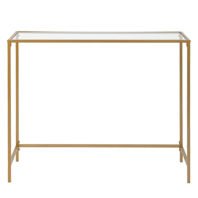 Modern Gold Frame 39.4 Entryway Console Table Glass Top