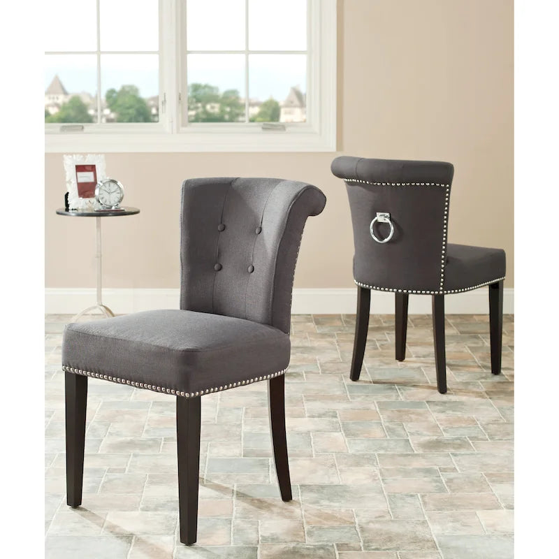 Charcoal Fabric Bent-Back Dining Chair, Set of 2