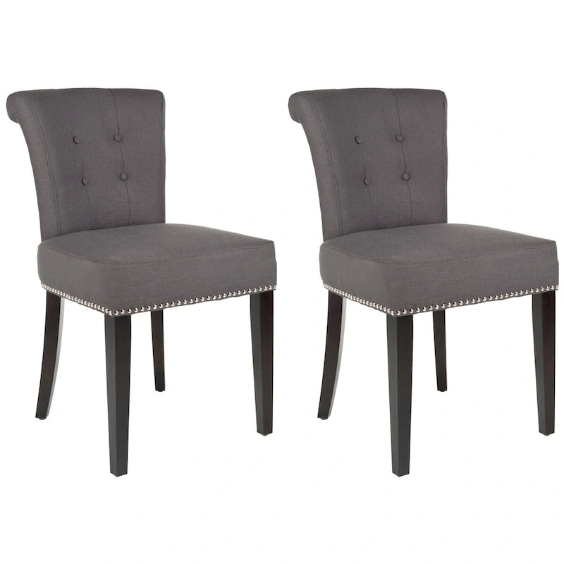 Charcoal Fabric Bent-Back Dining Chair, Set of 2