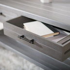 2-Drawer Coffee Table with Bottom Shelf – Distressed White / Grey / Black / Brown