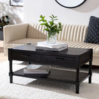 2-Drawer Coffee Table with Bottom Shelf – Distressed White / Grey / Black / Brown