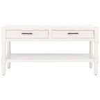 2-Drawer Coffee Table with Bottom Shelf – Distressed White / Grey / Black / Brown