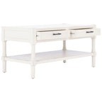 2-Drawer Coffee Table with Bottom Shelf – Distressed White / Grey / Black / Brown