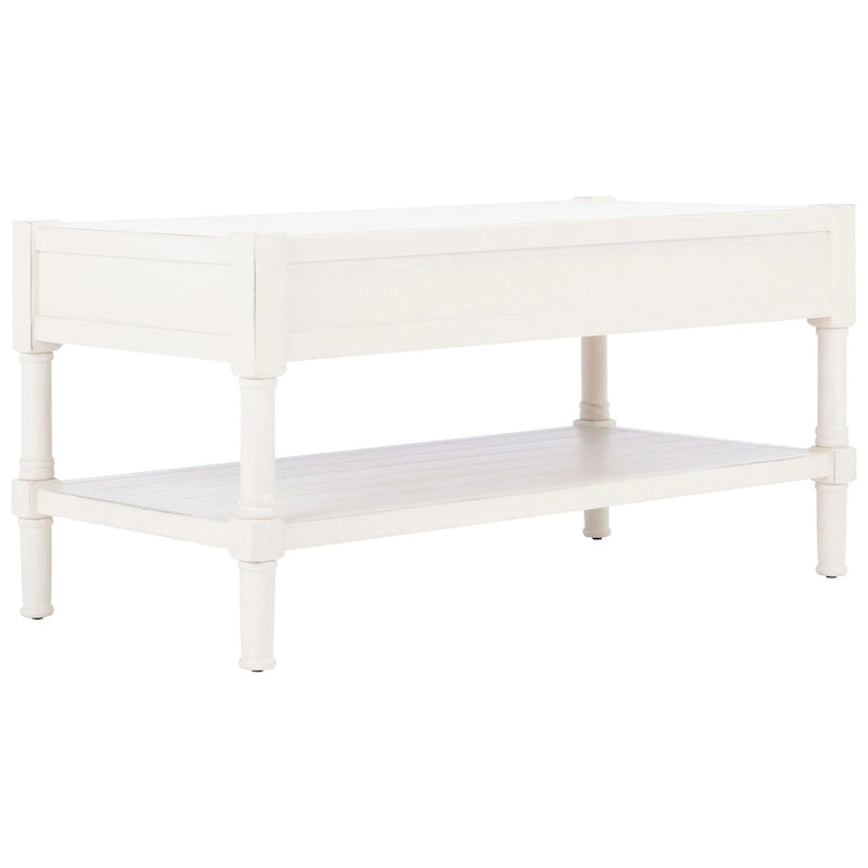 2-Drawer Coffee Table with Bottom Shelf – Distressed White / Grey / Black / Brown
