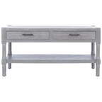 2-Drawer Coffee Table with Bottom Shelf – Distressed White / Grey / Black / Brown