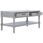 2-Drawer Coffee Table with Bottom Shelf – Distressed White / Grey / Black / Brown
