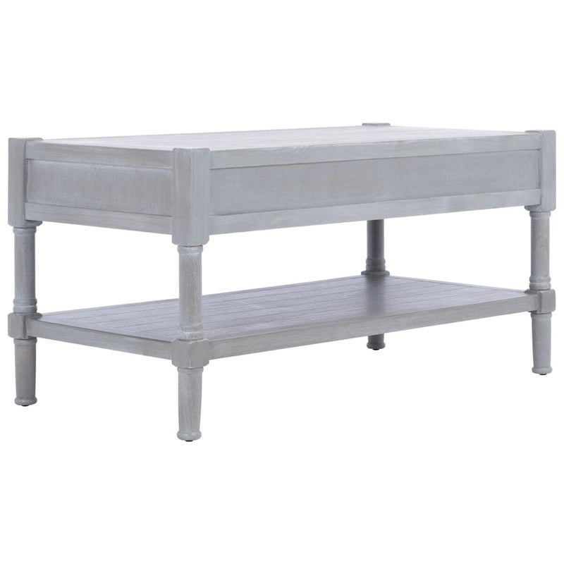 2-Drawer Coffee Table with Bottom Shelf – Distressed White / Grey / Black / Brown
