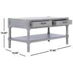 2-Drawer Coffee Table with Bottom Shelf – Distressed White / Grey / Black / Brown