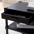 2-Drawer Coffee Table with Bottom Shelf – Distressed White / Grey / Black / Brown