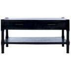 2-Drawer Coffee Table with Bottom Shelf – Distressed White / Grey / Black / Brown