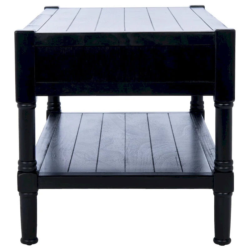 2-Drawer Coffee Table with Bottom Shelf – Distressed White / Grey / Black / Brown