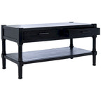 2-Drawer Coffee Table with Bottom Shelf – Distressed White / Grey / Black / Brown