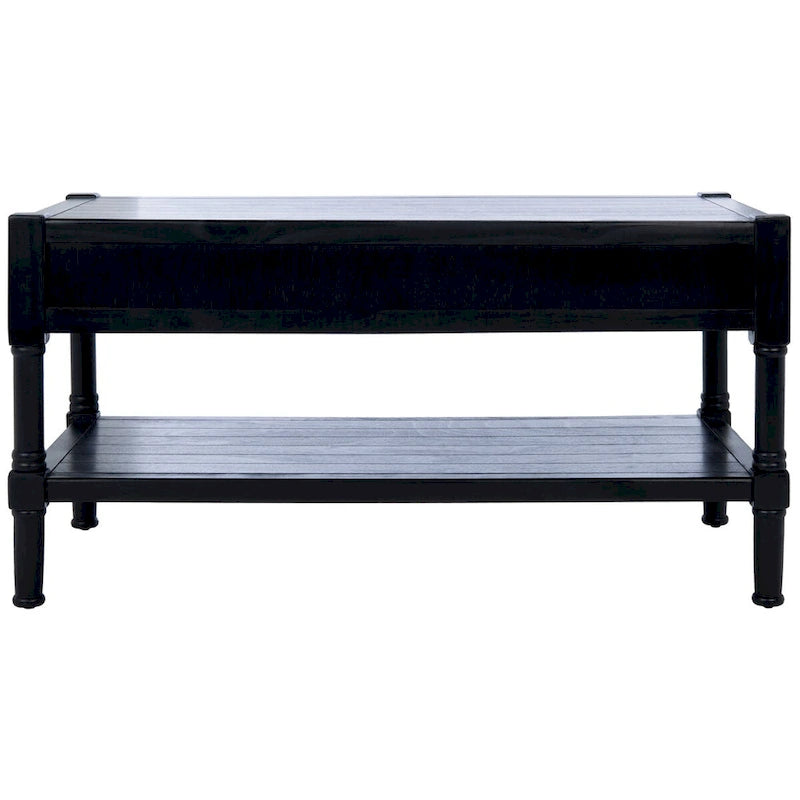 2-Drawer Coffee Table with Bottom Shelf – Distressed White / Grey / Black / Brown