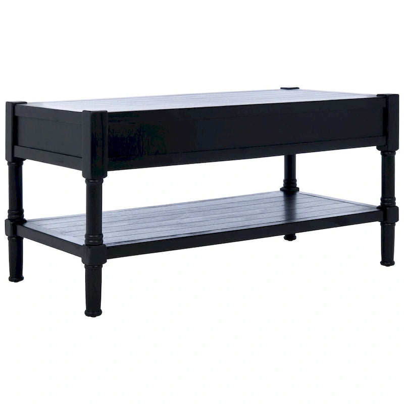 2-Drawer Coffee Table with Bottom Shelf – Distressed White / Grey / Black / Brown
