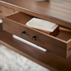 2-Drawer Coffee Table with Bottom Shelf – Distressed White / Grey / Black / Brown