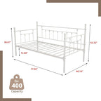 Metal Twin Daybed Frame, Sofa & Bed Dual-Use, Black / Gold / White, Fits 1–2