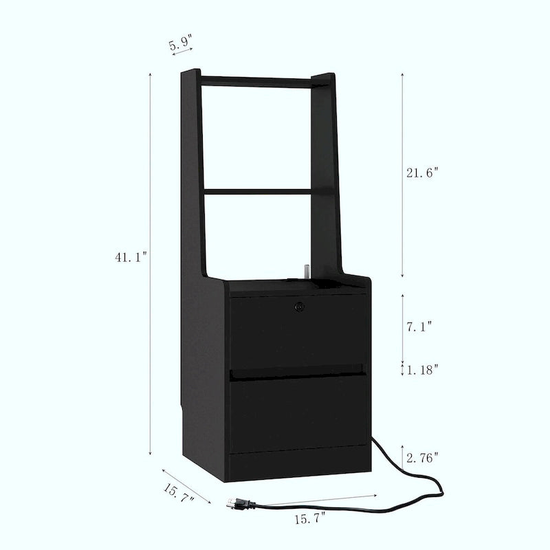 Modern Smart Nightstand with Charging Station and Night Light