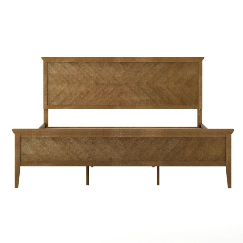 Solid Wood Platform Bed Frame with Headboard and Footboard