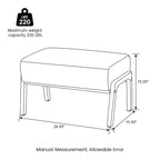 Glitzhome 24.5W Leatherette Accent Stool With Walnut Rubberwood Legs