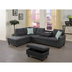 Alger 98-inch Wide Left Hand Facing Sofa with Chaise and Ottoman - 98W x 71D x 33H