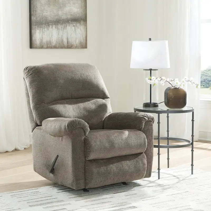 Nutmeg / Taupe Rocker Recliner, Single Seat, Polyester Upholstery
