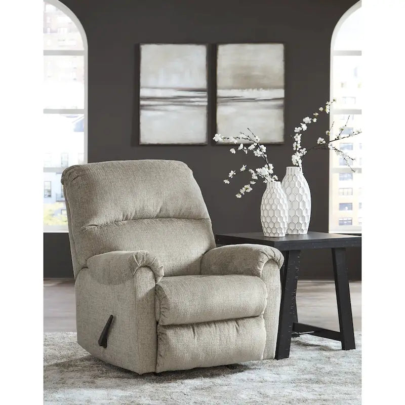 Nutmeg / Taupe Rocker Recliner, Single Seat, Polyester Upholstery