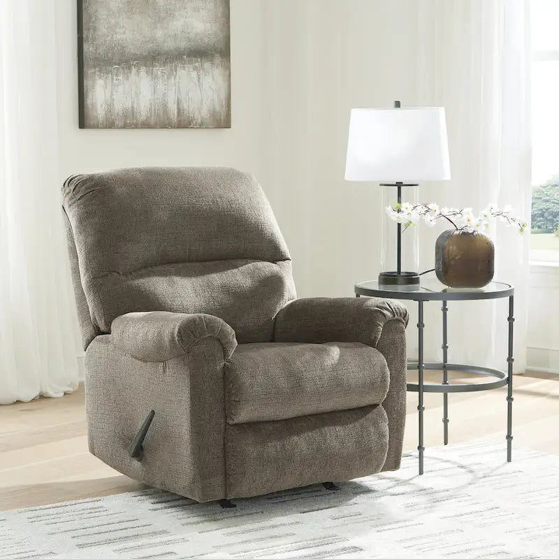 Nutmeg / Taupe Rocker Recliner, Single Seat, Polyester Upholstery