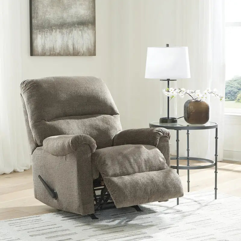 Nutmeg / Taupe Rocker Recliner, Single Seat, Polyester Upholstery