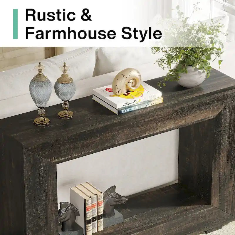 Rustic Console Sofa Table for Entryway, Hallway, Living Room - 47.24 W x 32.8 H x 11.81 D