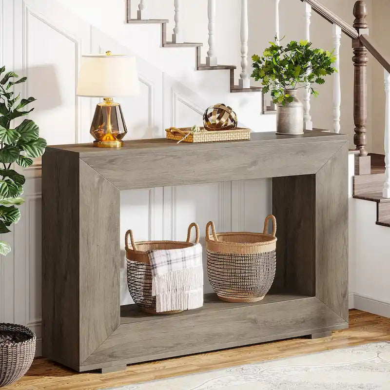 Rustic Console Sofa Table for Entryway, Hallway, Living Room - 47.24 W x 32.8 H x 11.81 D
