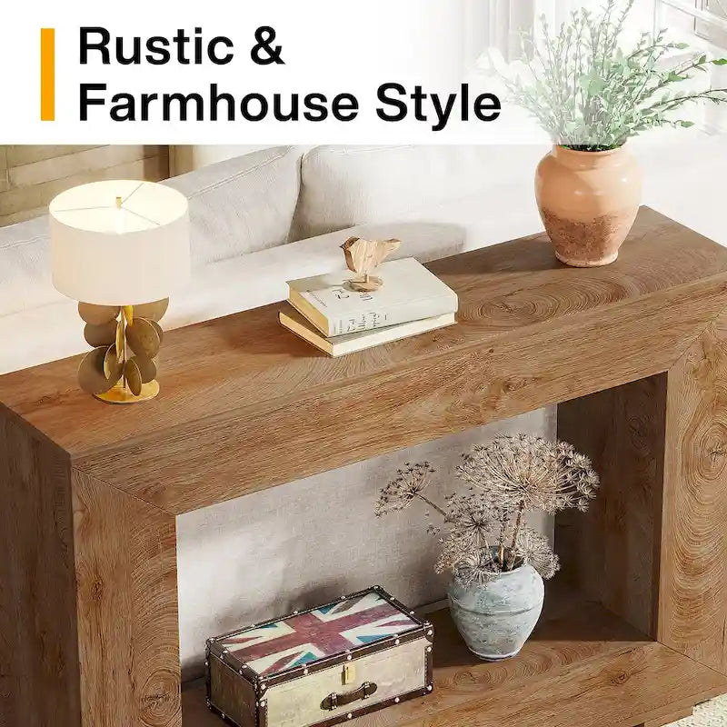 Rustic Console Sofa Table for Entryway, Hallway, Living Room - 47.24 W x 32.8 H x 11.81 D