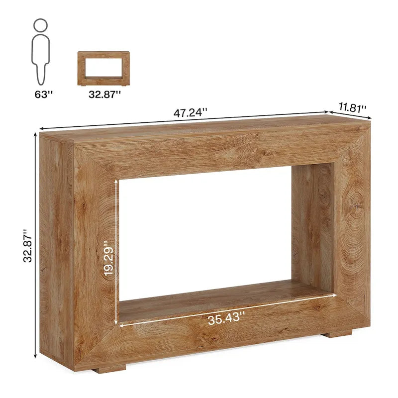 Rustic Console Sofa Table for Entryway, Hallway, Living Room - 47.24 W x 32.8 H x 11.81 D