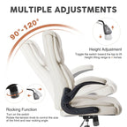 Executive Office PU Leather Desk Chair High Back Flip-Up Armrest Adjustable Ergonomic Home Office Chair