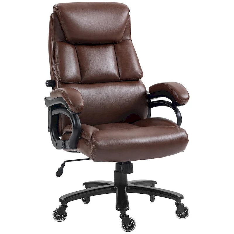 Black/Brown Executive Office Chair, PU Leather, Adjustable Height, 400 lbs Capacity, 1-Person