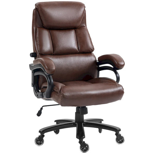 Black/Brown Executive Office Chair, PU Leather, Adjustable Height, 400 lbs Capacity, 1-Person