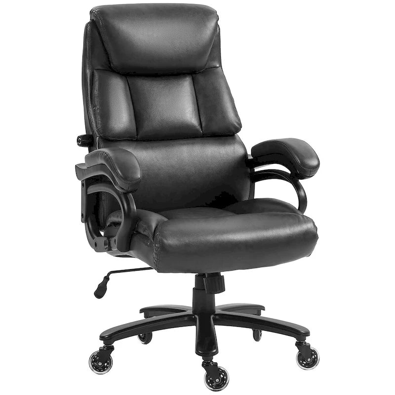 Black/Brown Executive Office Chair, PU Leather, Adjustable Height, 400 lbs Capacity, 1-Person