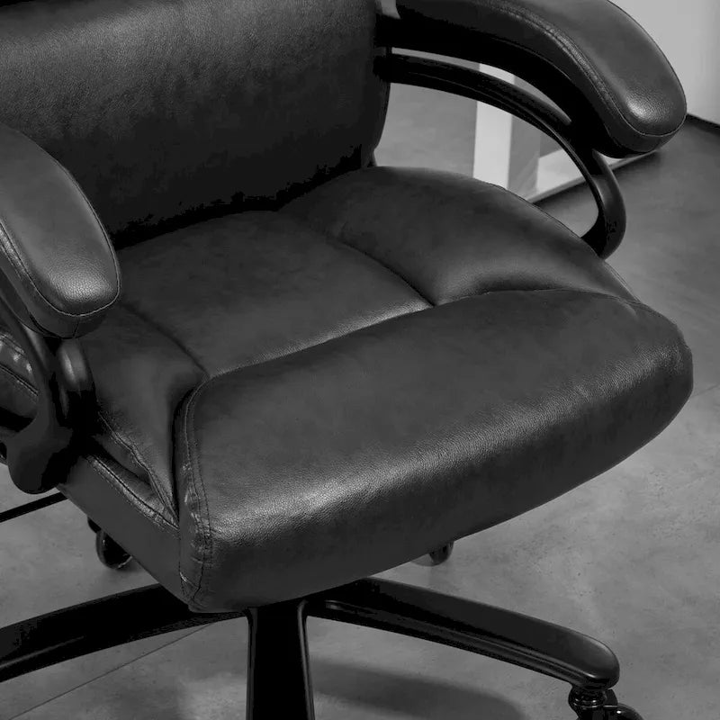 Black/Brown Executive Office Chair, PU Leather, Adjustable Height, 400 lbs Capacity, 1-Person
