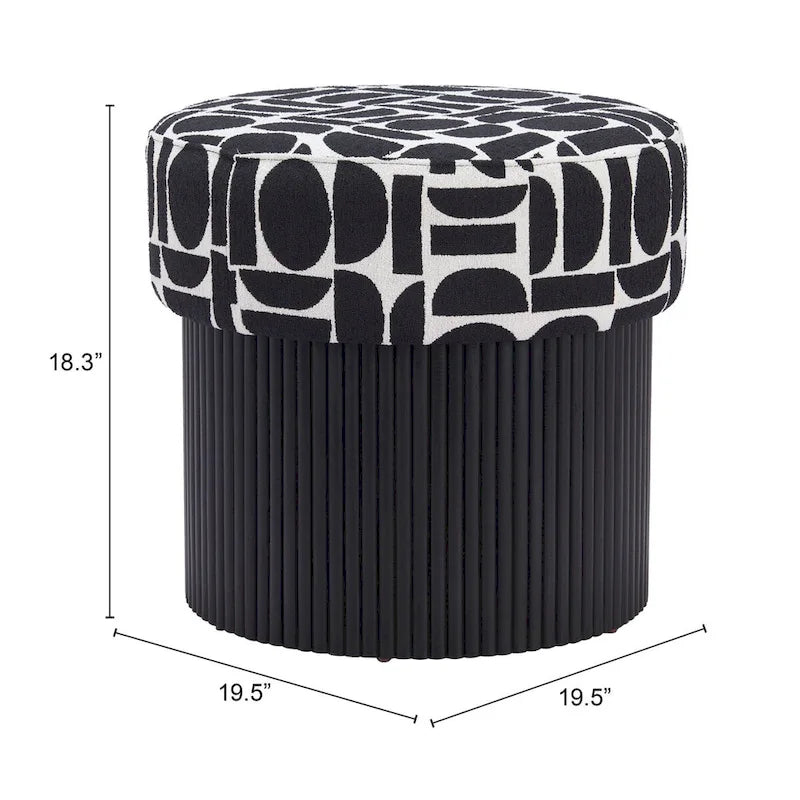 Boto Storage Ottoman Black & White
