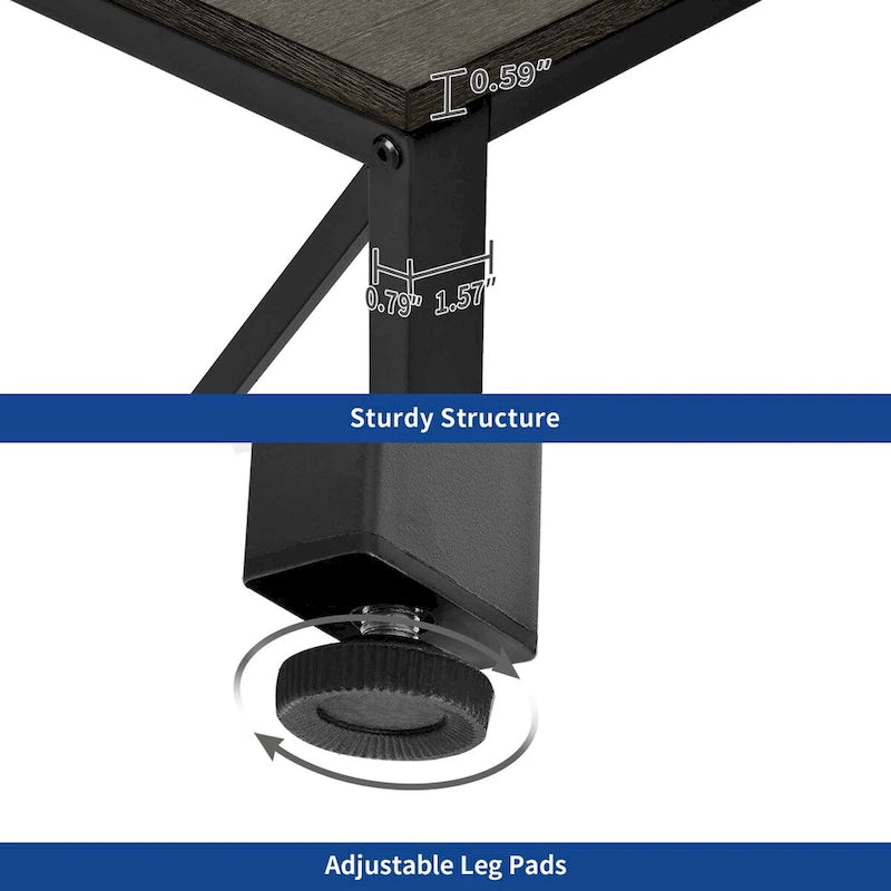 Brown / Grey / White Reversible L-Shaped Desk with Shelves, Power Outlets & RGB Light