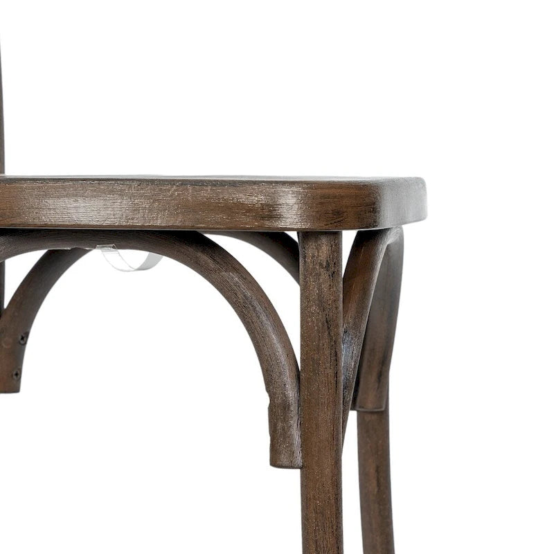 Indoor/Outdoor Commercial Grade Wood Look Resin Cross Back Chair - 19.25W x 19.75D x 35.25H