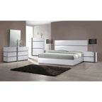 White & Gray High Gloss Platform Bed – Queen / King, Sleeps 1–2
